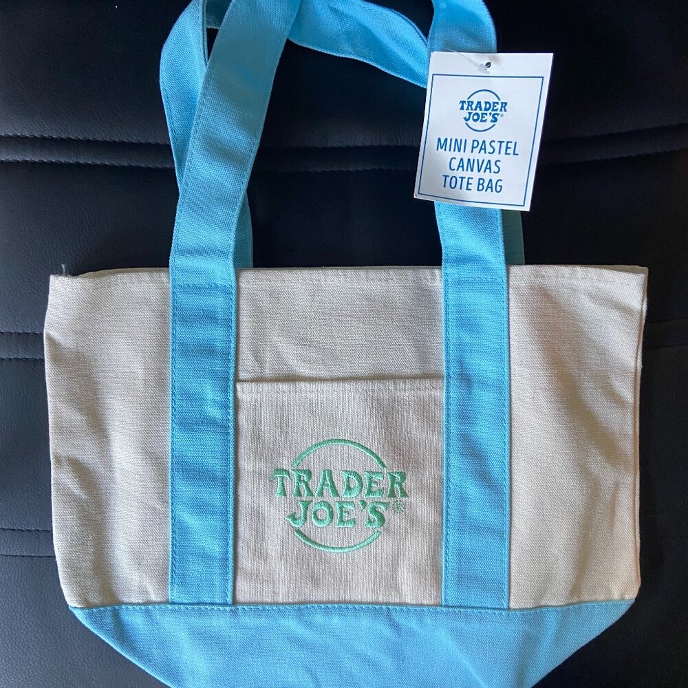 Trader Joe's mini tote - pastel BLUE